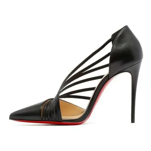 Christian Louboutin Antinorina 100 Black Leather Strappy Pointed Heel Pump 40.5 - Picture 8 of 8